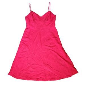 Lennie for Nina Leonard Red Linen Fitnflare Sundress Midi Sz 12 Clean Minimalist